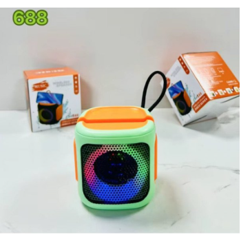 Bluetooth Wireless Speaker with Phone Stand Slot – Loud Sound, LED Light, Compact & Portable 688 (Green)