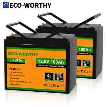 ECO-WORTHY 2pack 12V 100AH LiFePO4 Lithium Battery with Bluetooth, Max.1280Wh Energy, Low Temperature Protection for RVORANGE UNITED STATES