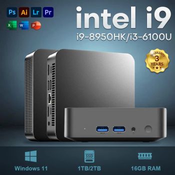 2026 Portable Mini PC Gamer Intel Core i9 8950HK i3 6100 Windows 11 Mini Computer 16GB RAM 512GB 1TB SSD 4K HD Gaming Desktop PC
