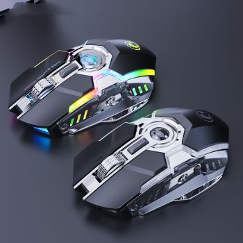 7-button 2.4G Silent Charging RGB Streamer Horse Racing Wireless Gaming Mouse - Black