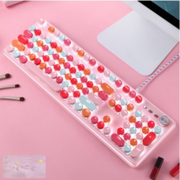 Macaron Wired Mechanical Keyboard And Green Axis Mouse Set - Style B