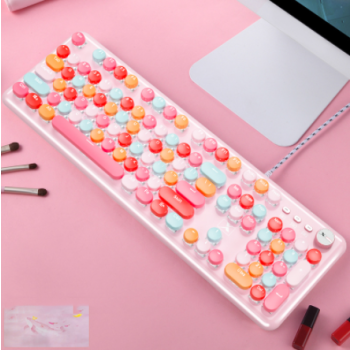 Macaron Wired Mechanical Keyboard And Green Axis Mouse Set - Style F