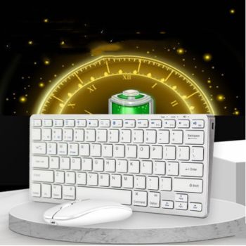 Wireless 2.4G Charging Silent Keyboard Mouse Set - Silver-Keyboard mouse set