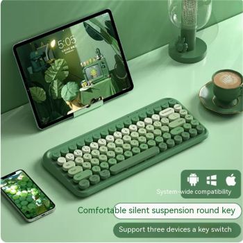 Three Mode Bluetooth Keyboard And Mouse Set Wireless Brain Laptop Girls Office Tablet - 5 Style