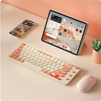 Three Mode Bluetooth Keyboard And Mouse Set Wireless Brain Laptop Girls Office Tablet - 9 Style
