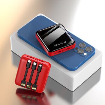 Detachable Self-contained Power Bank Mini Mirror - Red-6000mAh