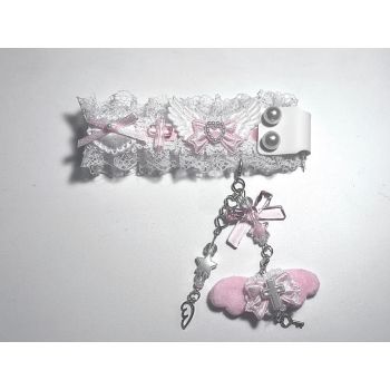 Lace Black And Pink Keyboard Ribbon Charm - Pink2