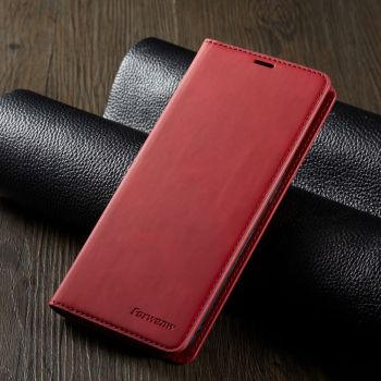 Suitable For  Skin-Sensing Mobile Phone Case Wallet Card Holster Flip Cover Case - Red-S24 Ultra