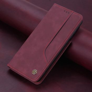 Leather Wallet Case Flip Cover - Wine red-For Galaxy S10