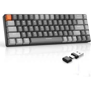 Wireless Bluetooth Mechanical Keyboard,Dual Interface   Type C& USB  For Phone---Business Grey-Red