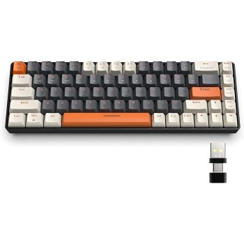Wireless Bluetooth Mechanical Keyboard,Dual Interface   Type C& USB   For Phone--Milkshake-Red