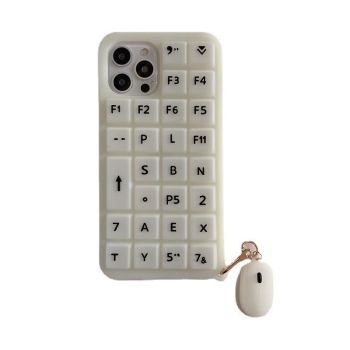 Creative Mouse Keyboard Phone Shell Kneading Silicone - White-iphoneX/XS
