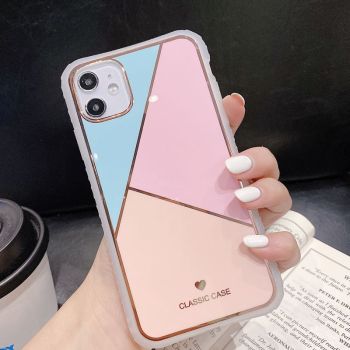 Geometric Marble Plating Splicing Phone Case - Pink-Iphone 11Pro Max