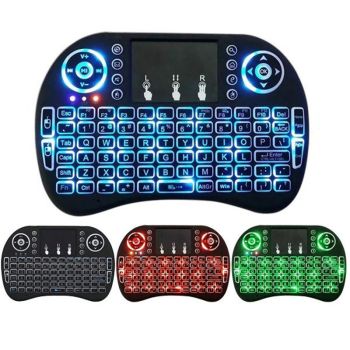 MINI I8 Flying Squirrel 2.4G Mini Wireless Keyboard With Touchpad Tri-color Backlight Multimedia Colorful - Colorful black