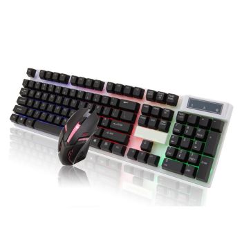 Boseton 8310 backlit computer USB wired keyboard and mouse - White-USB