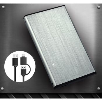 2.5 inch SATA serial USB3.0 interface SSD hard disk box - Fine print Silver