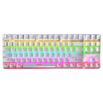 Green Axis Mechanical Keyboard 87 Keys Can Be Plugged - White green shaft-USB