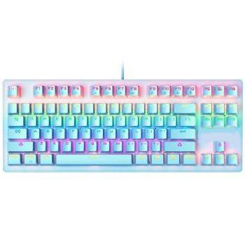 Green Axis Mechanical Keyboard 87 Keys Can Be Plugged - Blue cyan shaft-USB
