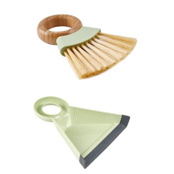 Wooden Handle Small Broom Set Mini Keyboard Cleaning Brush - Green