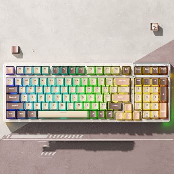 Wireless Bluetooth Mechanical Keyboard Tri-mode Game Hot-swappable - Sunset Coffee-Icicle Shaft-USB