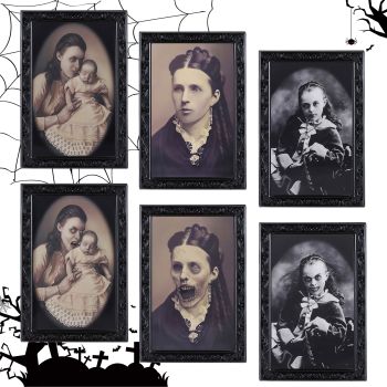Halloween Decoration 3D Changing Face Moving Picture Frame Portrait Horror For Horror Party Decors Home Decorations - Ghost Painting 3pcs A