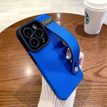 Wrist Strap Bracket Vertical Pattern Phone Case - Klein Blue-IPhone 12 Pro