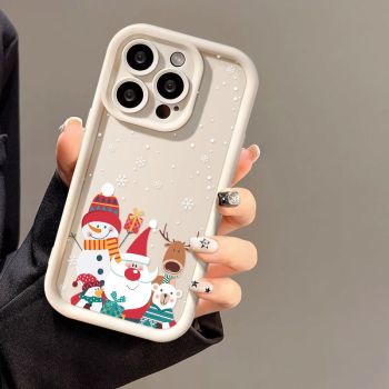 Cute Santa Claus Phone Case Frosted Advanced Christmas Pattern Case For Phone Shockproof Soft Silicone Phone Cover - White-Apple 13promax