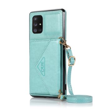 Triangle Slope Over One Shoulder Mobile Phone Multi-function Cover Wallet Card Leather Case - Mint Green-Samsung S23plus