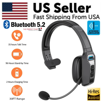 Trucker Bluetooth 5.2 Wireless Headset With Noise Cancelling Mic For Phones PC