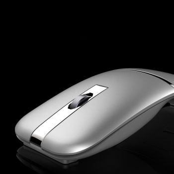 Dual-Mode Bluetooth Wireless Mouse Rechargeable Ultra-Thin Mute, Elegant Gray