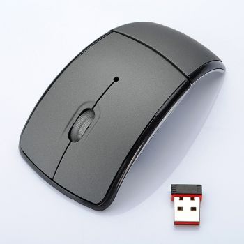 Wireless Optical Mouse Folding Mouse Creative Folding Switch Featured Curved Mouse - Grey