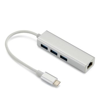 HUB 100M Wired Network Card 4 In One Docking Station - Silver-4ports3.0or2 ports2.0-USB