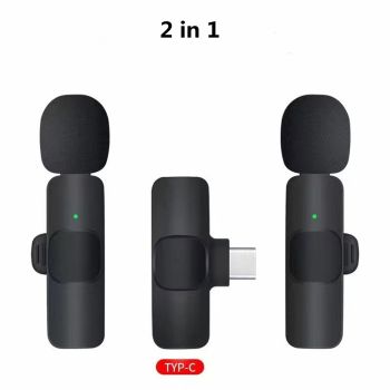 Wireless Lavalier Microphone Portable Audio Video Recording Mini Mic For I Phone Android Long Battery Life Live Broadcast Gaming - 2in1 for Type C