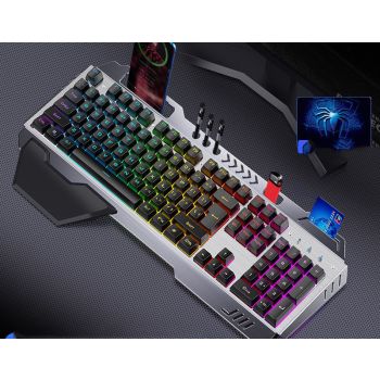 Mechanical Hand Keyboard, Mouse And Earphone Three Piece Suit Wired Computer Notebook Chicken Eating Game - 6style-Three piece set