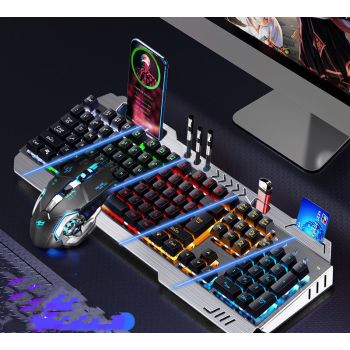 Mechanical Hand Keyboard, Mouse And Earphone Three Piece Suit Wired Computer Notebook Chicken Eating Game - 10style-Three piece set