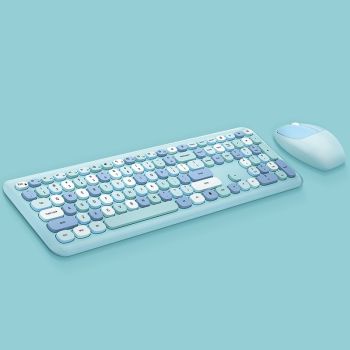 Wireless Office Punk Keyboard And Mouse Set - Blue