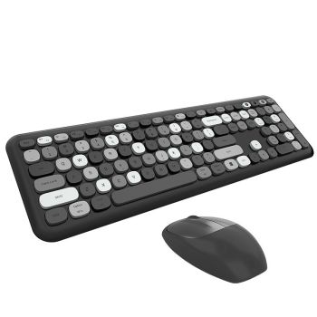 Wireless Office Punk Keyboard And Mouse Set - Grey