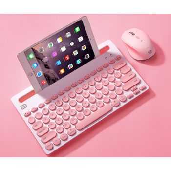 Wireless Bluetooth Mouse And Mouse Set - Pink-Keyboard plus mouse