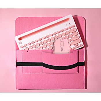 Wireless Bluetooth Mouse And Mouse Set - Pink-Keyboard plus mouse plus stora