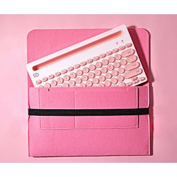 Wireless Bluetooth Mouse And Mouse Set - Pink-Keyboard plus storage bag