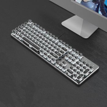 Steampunk Mechanical Keyboard And Mouse Set Retro 87-key Wired Laptop Desktop Office - F
