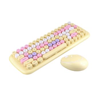 Office Mini Wireless 2.4G Keyboard Mouse Set - Yellow