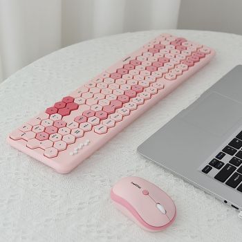 Skywalker Wireless Honeycomb Keyboard And Mouse Set - Pink