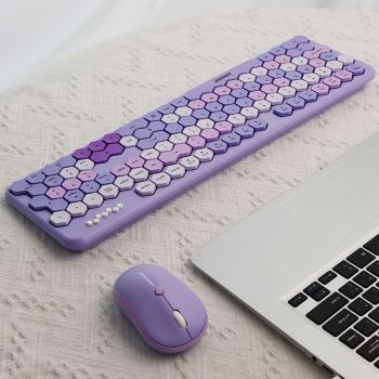 Skywalker Wireless Honeycomb Keyboard And Mouse Set - Purple
