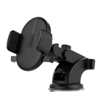 Car Phone Holder Long Rod Telescopic Car Dashboard Suction Cup Type - Black