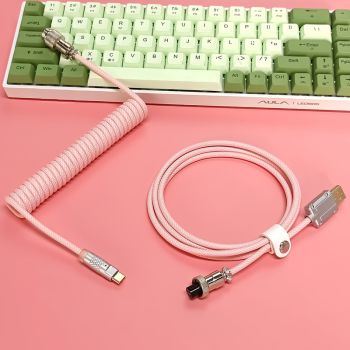 Navigation Plug Line Data Line Mechanical Keyboard Line Helix Data Line RGB Line - Light red