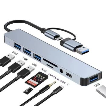 8-in-1 Dual-Head Multi-Function Docking Station Laptop Extender - 8 In 1