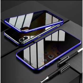 Phone Case Anti-peep Magnetic Protective Shell Magnetic Privacy Glass Case For Phone - Blue-iPhone8 7