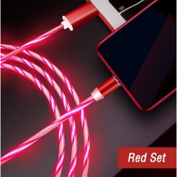 Compatible with Apple, Flowing Ligh Magnetic Streamer Data Line Cable for Iphone Android Typec - Type c-Red