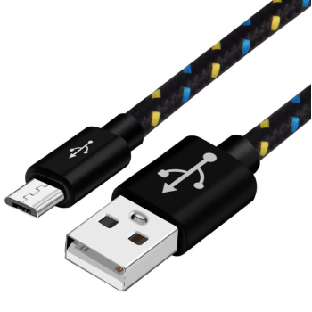 Woven nylon cloth data cable - Black-2m